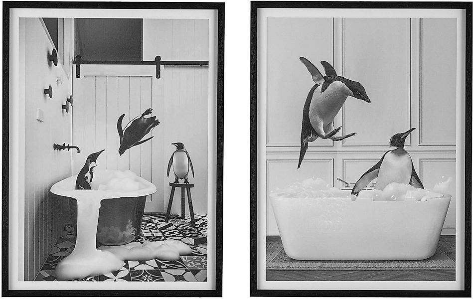 Creativ home Bild mit Rahmen Leinwandbild Pinguine in Badewanne, (2 St), mi günstig online kaufen
