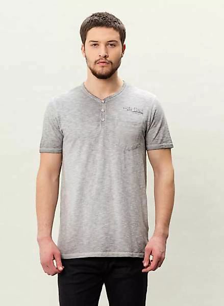 Mor-3097 Herren Garment Dyed Henley T-shirt Mit Brusttasche günstig online kaufen