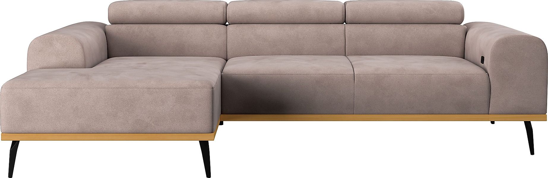 Places of Style Ecksofa "Carlo L-Form", mit Kopfteilverstellung & Holz-Rahm günstig online kaufen