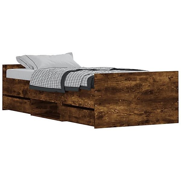 furnicato Bett Bettgestell mit Kopf- und Fußteil Räuchereiche 90x200 cm günstig online kaufen