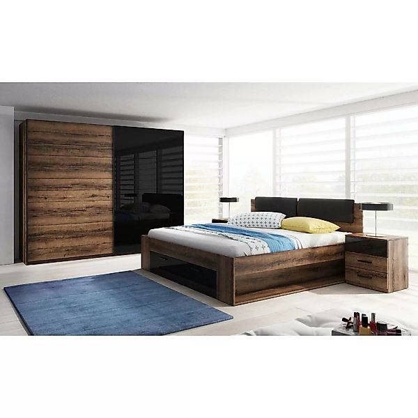 Schlafzimmer Set mit Doppelbett Liegefläche 180/200 cm und 2 Nachttischen G günstig online kaufen