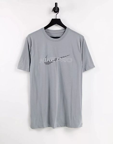 Nike – Pro Training – T-Shirt in Grau mit Logografik günstig online kaufen