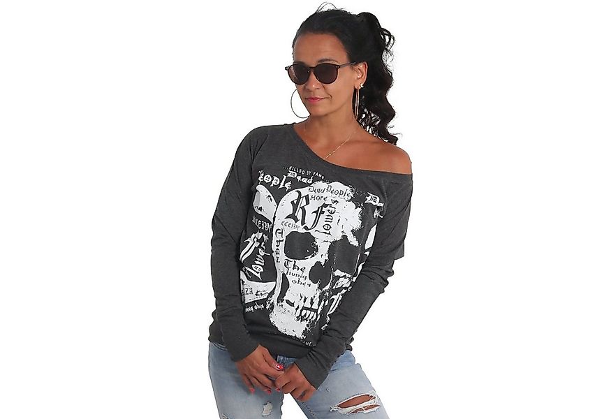 YAKUZA Langarmshirt Skull Script im Boyfriend Look günstig online kaufen