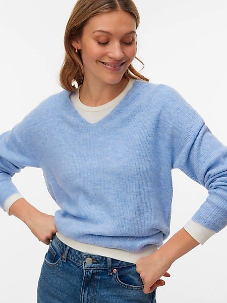 Vero Moda V-Ausschnitt-Pullover "VMCREWLEFILE LS V-NECK BLOUSE NOOS" günstig online kaufen