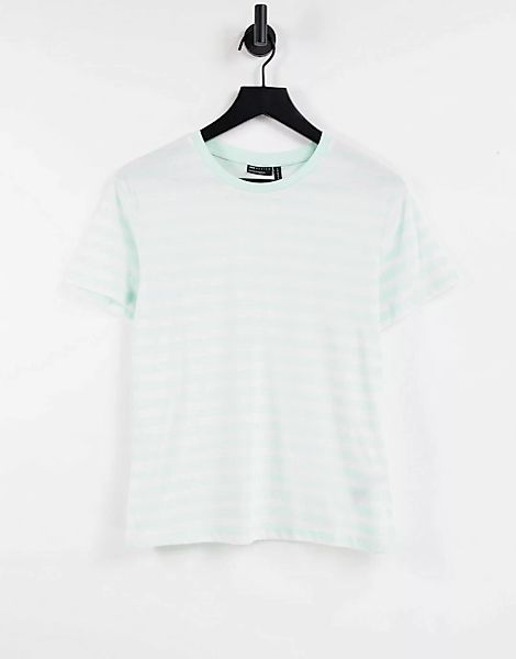 ASOS DESIGN – T-Shirt in Mint und Weiß gestreift-Mehrfarbig günstig online kaufen