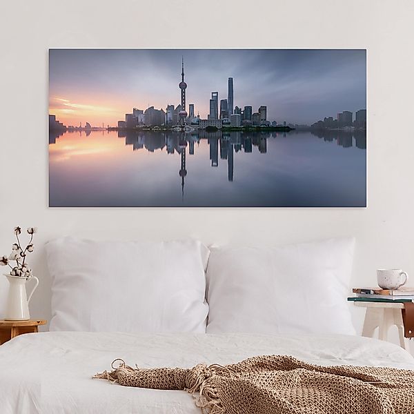 Leinwandbild - Querformat Shanghai Skyline Morgenstimmung günstig online kaufen