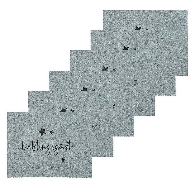 NOOR LIVING Platzset Tischset aus Deko Filz, (6er Set 45x35cm, mit Beschrif günstig online kaufen