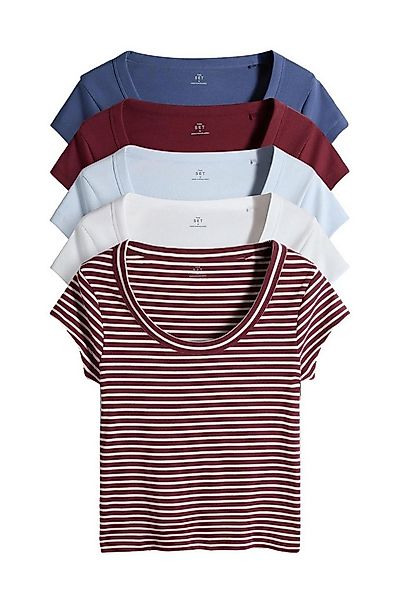 The Set T-Shirt The Set Gerippte T-Shirts, U-Ausschnitt, 5er-Pack (5-tlg) günstig online kaufen