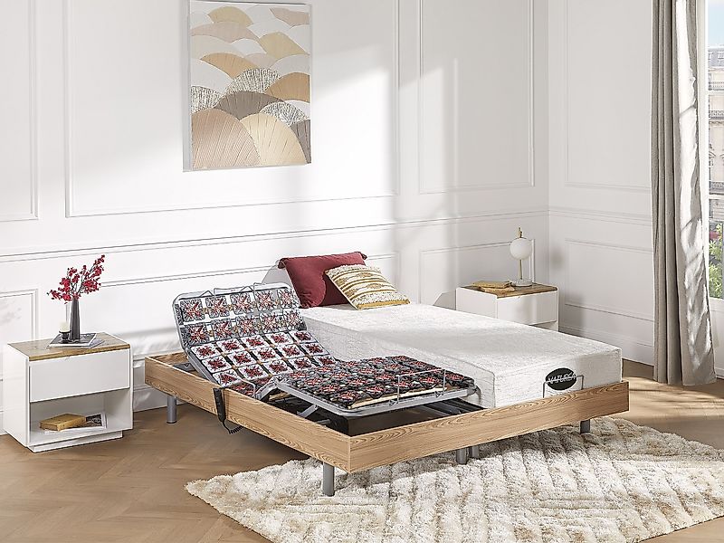 Relax-Bettgestell 2 x 78 Modulteller - 2x 90 x 200 cm - Eichefarben - YSMÉE günstig online kaufen