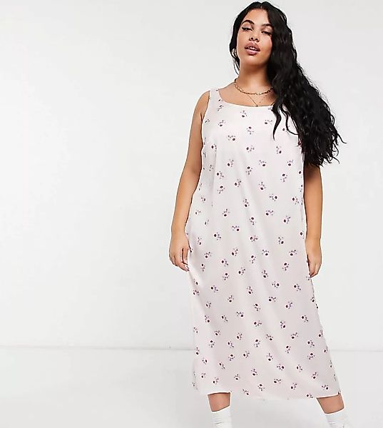 Cotton:On – Curve – Midi-Trägerkleid, rosa geblümt günstig online kaufen
