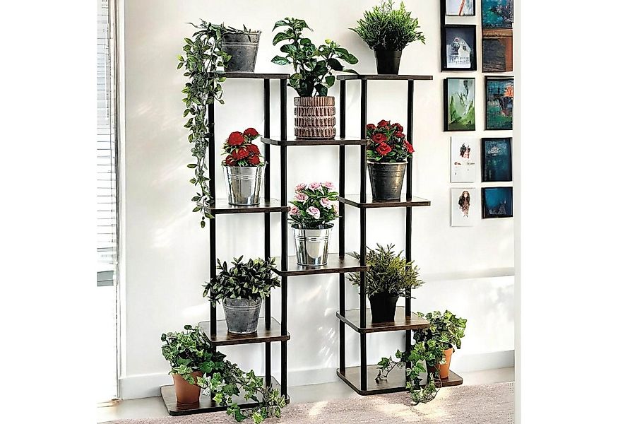 DanDiBo Blumenständer Wohnzimmer Metall Schwarz 6 Etagen Holz 96584 Blumenr günstig online kaufen