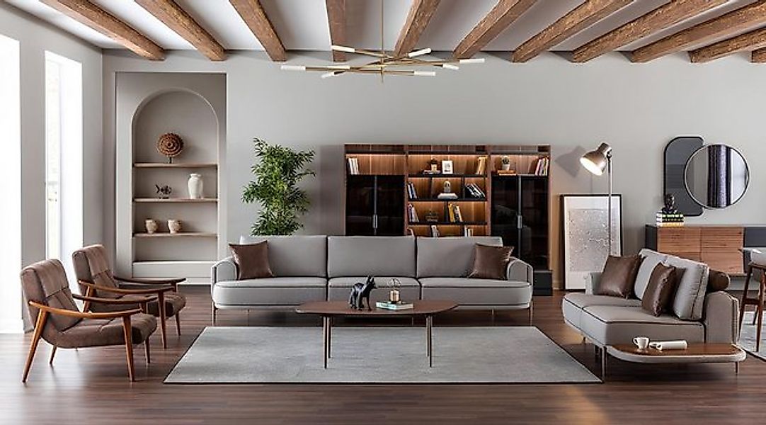 JVmoebel Sofa Stoffsofa Sofagarnitur Stoff Sofas Grau Sofa 32 Sitzer Coucht günstig online kaufen