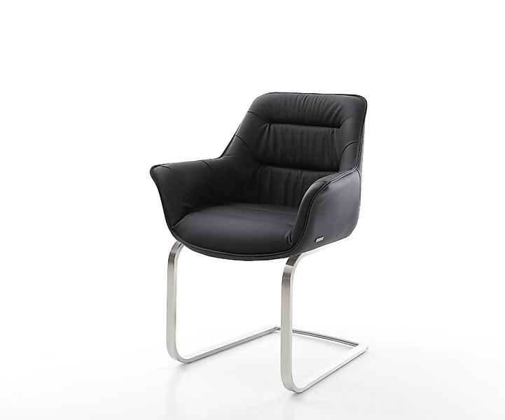 Freischwinger Kaira-Flex Echt-Leder Schwarz Freischwinger flach Edelstahl günstig online kaufen