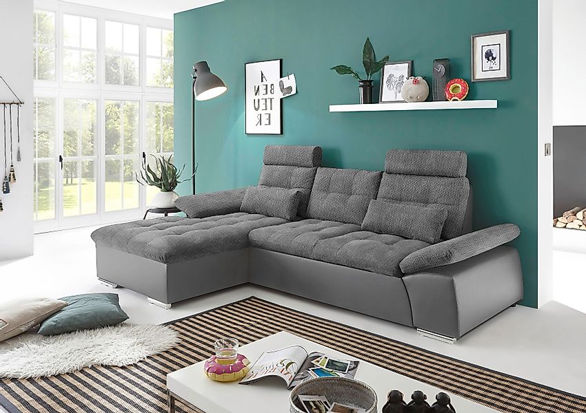 ED EXCITING DESIGN Ecksofa "Jakarta L-Form", mit Bettfunktion, Armteilverst günstig online kaufen