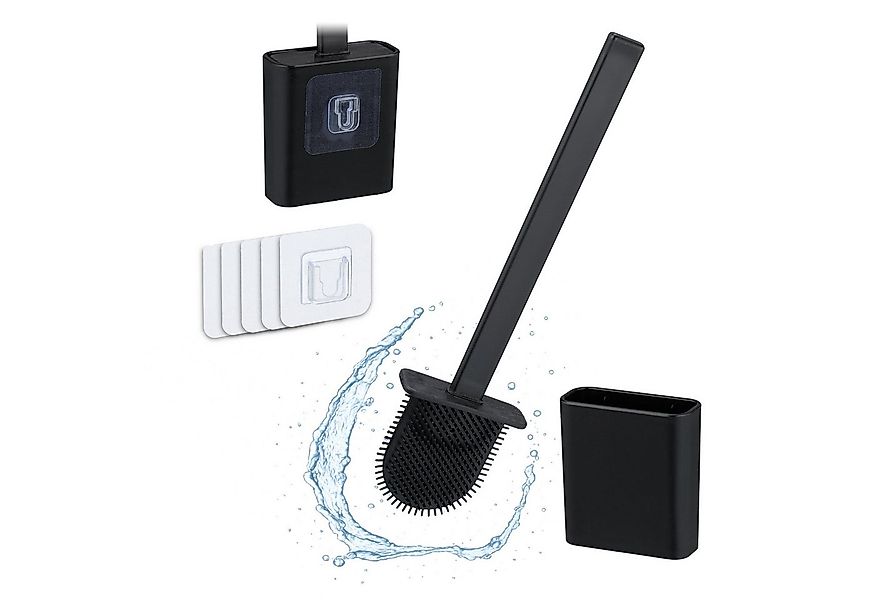 relaxdays WC-Garnitur Toilettenbürste zur Wandmontage, (1-tlg), schwarz günstig online kaufen