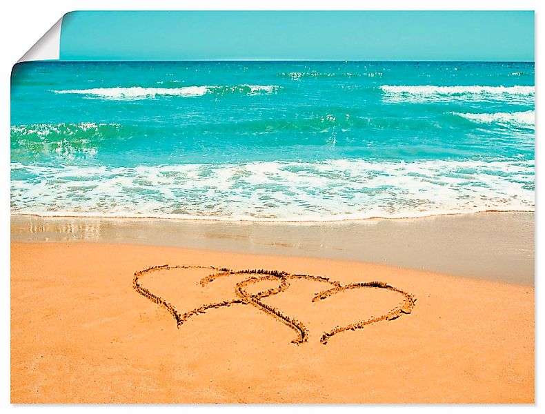 Artland Poster "Herzen im Sand", Strand, (1 St.), als Alubild, Leinwandbild günstig online kaufen