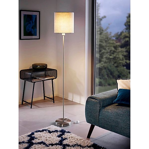 Eglo Stehleuchte Pasteri 1-flammig Nickel-Grau matt 60W E27 günstig online kaufen