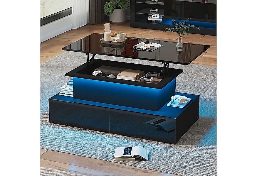 STILVORA Couchtisch Hebbarer Wohnezimmertisch mit LED,Beistelltisch mit Sta günstig online kaufen