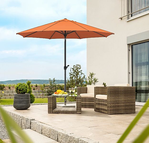 Schneider Marktschirm Adria Ø 300 cm Terracotta mit Knickfunktion günstig online kaufen