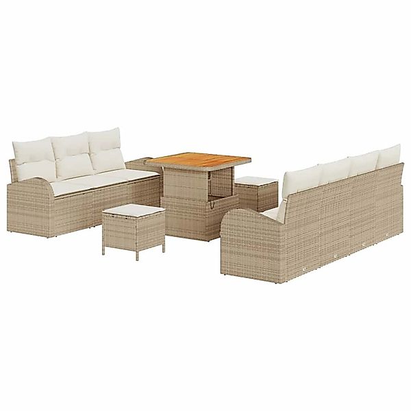 vidaXL Garten-Sofa-Set mit Kissen 10-Tlg Beige Poly Rattan 3362356 günstig online kaufen