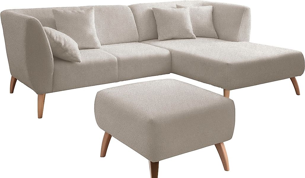 INOSIGN Ecksofa »Colori L-Form«, Holzfußfarbe wählbar, inkl. 4x Zierkissen günstig online kaufen