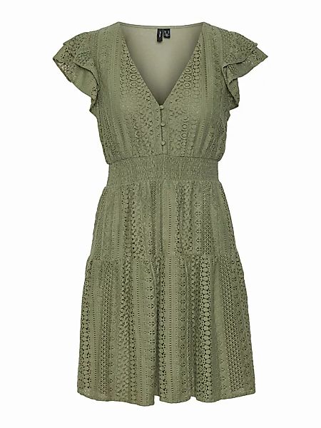 VERO MODA Kurzärmeliges Spitzen Kleid Damen Grün günstig online kaufen