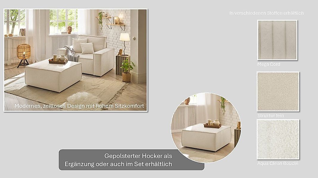 OTTO home Loveseat "FINNLEY, XXL-Sessel, Lesesessel, trendige Stoffe, inkl. günstig online kaufen