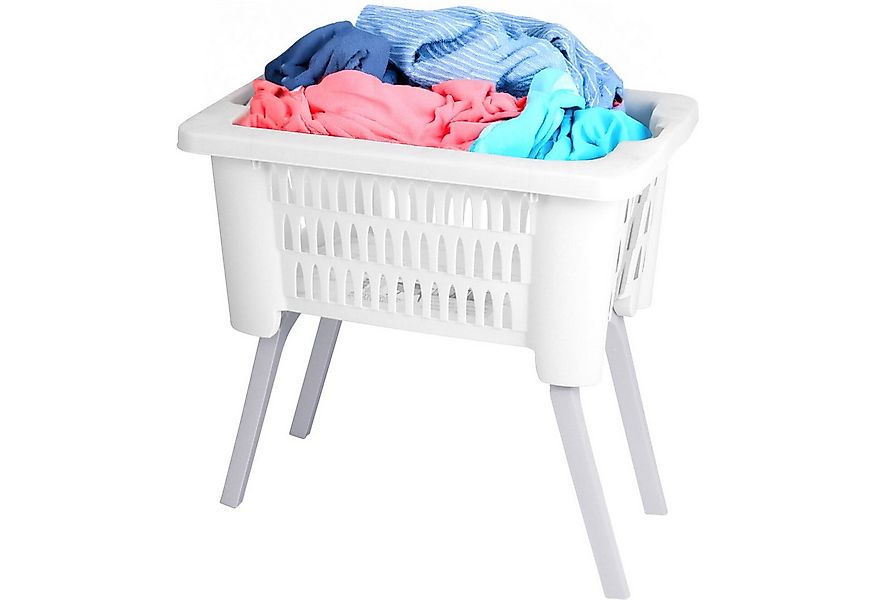 Koopman Wäschekorb Wäschewanne Kunststoff Weiß Klappbar Füße (1 St), Weiß, günstig online kaufen