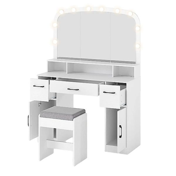 Costway Schminktisch mit 3 Farben Led 108 x 40 x 149 cm Weiß günstig online kaufen