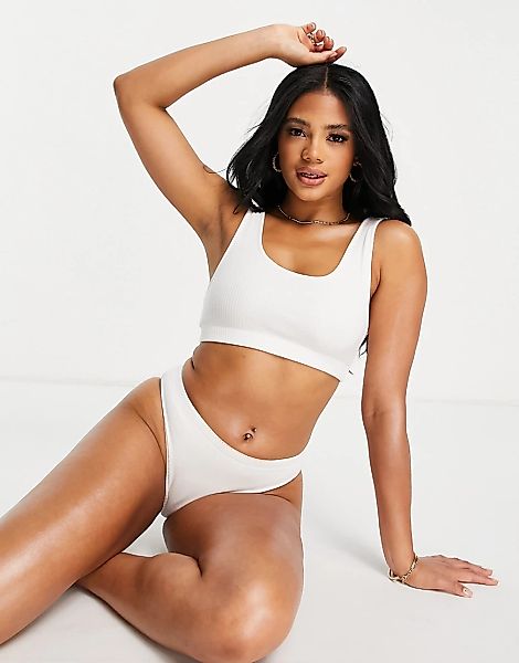 Bolongaro Trevor – Gerippte Bikinihose aus Jersey in Creme-Weiß günstig online kaufen
