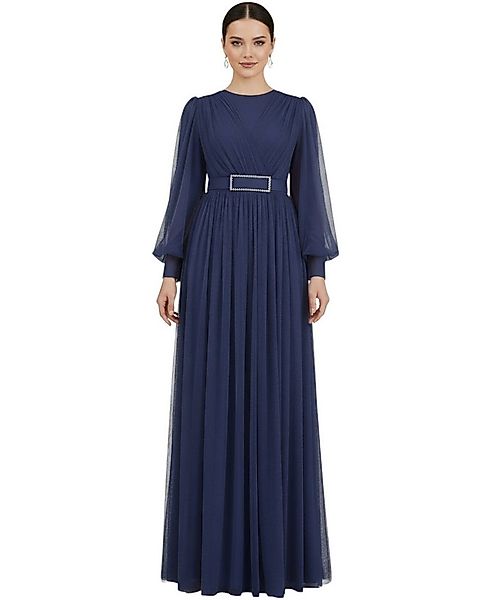 fashionshowcase Abendkleid Damen Maxikleid langarm Tüllkleid elegant mit Gü günstig online kaufen