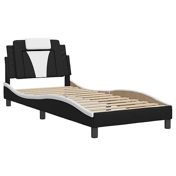 vidaXL Bett Bettgestell mit Kopfteil Schwarz und Weiß 80x200 cm Kunstleder günstig online kaufen