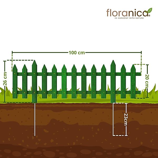 Floranica Staketenzaun Vorgartenzaun Steckzaun Gartenzaun Zierzaun günstig online kaufen