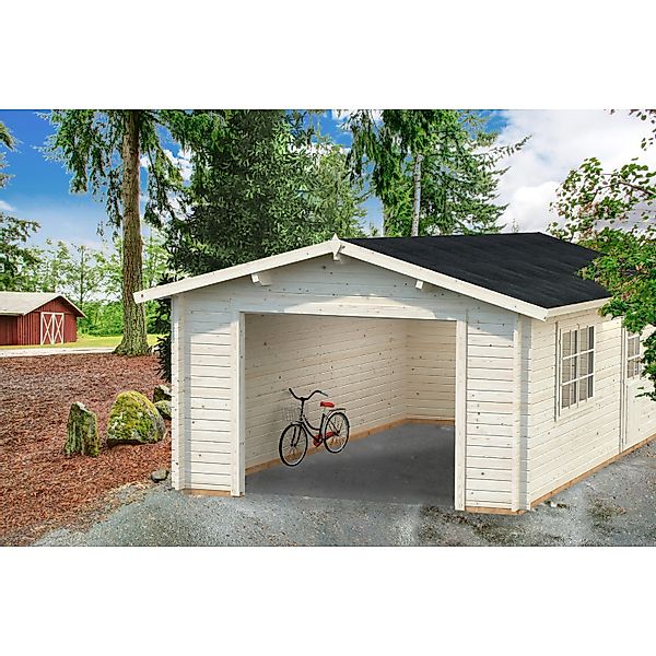 Palmako Garage Roger ohne Tor 360 x 550 cm Lackiert Grau-Weiß FSC® günstig online kaufen