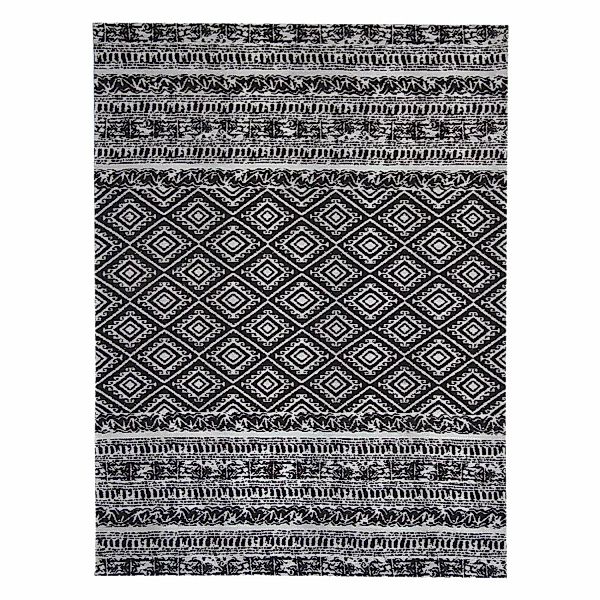 MeGusta Flachflor Teppich Vintage Schwarz Polyester 160x230 cm Luisa günstig online kaufen