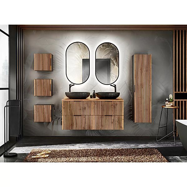 Badezimmer Komplett Set mit Doppelwaschtisch 121 cm XANTEN-56 in anthrazit günstig online kaufen