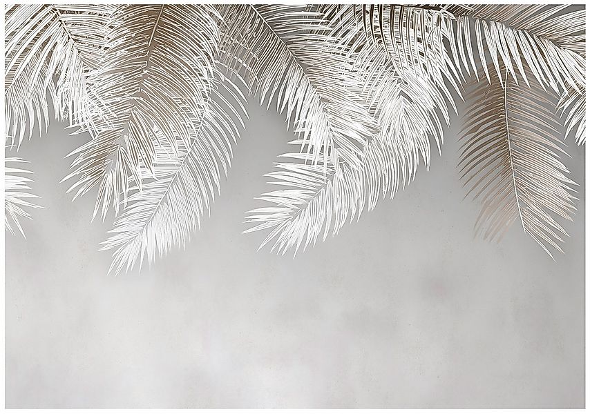 Wallarena Fototapete Blätter Grau Natur Vlies Tapete Wohnzimmer Schlafzimme günstig online kaufen