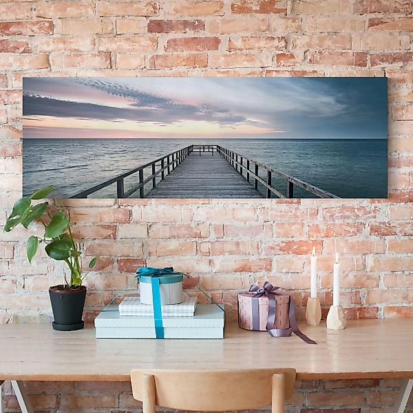 Leinwandbild - Panorama Steg Promenade günstig online kaufen