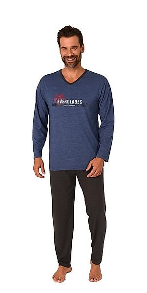 RELAX by Normann Pyjama Herren Pyjama langarm Schlafanzug in melange Optik günstig online kaufen