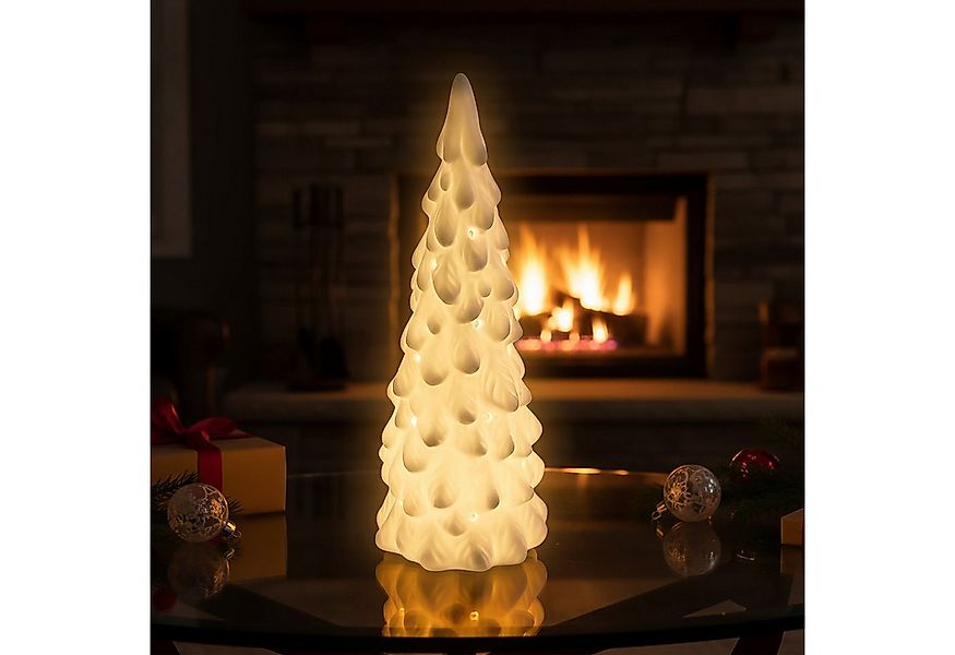 Spetebo Weihnachtsfigur LED Porzellan Tannenbaum Tisch Leuchte (26 cm, 1 St günstig online kaufen