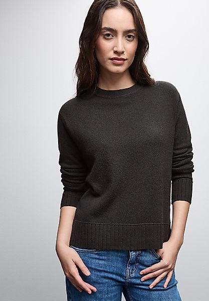 STREET ONE Rundhalspullover mit Rippbündchen günstig online kaufen