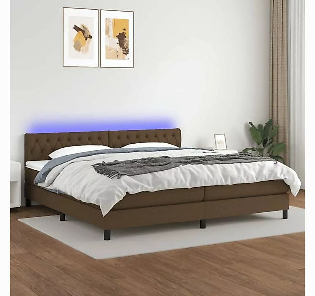 vidaXL Boxspringbett Boxspringbett mit Matratze LED Dunkelbraun 200x200 cm günstig online kaufen