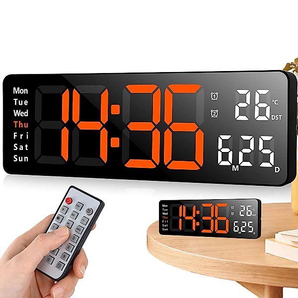 OKWISH Wanduhr 13 Zoll LED Digitale günstig online kaufen