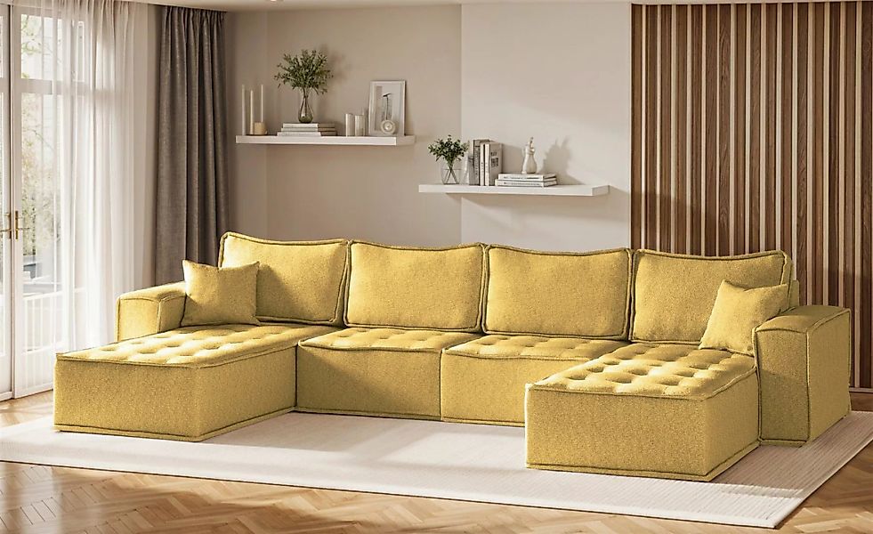 Fun Möbel Wohnlandschaft Sofa U-Form Modulsofa-Set 4-teilig SANDE in Stoff, günstig online kaufen