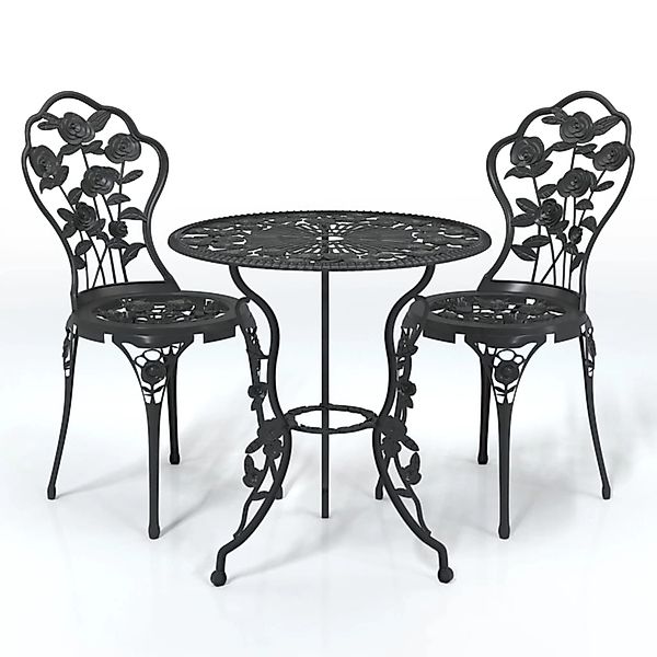 vidaXL Gartenlounge-Set 3-tlg. Bistro-Set Aluminiumguss Schwarz, günstig online kaufen