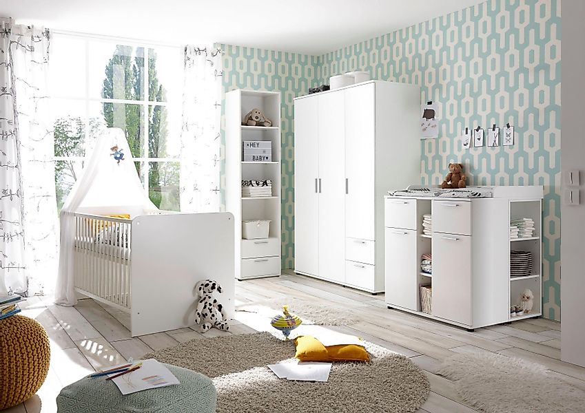 Begabino Babyzimmer-Komplettset "Bibo" Set, Bett, Wickelkommode, Schrank, 3 günstig online kaufen