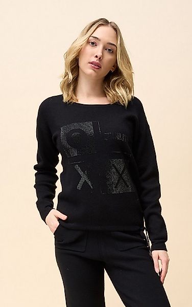 Passioni Strickpullover mit Strassdetails und Tunnelzug günstig online kaufen