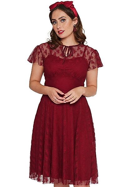 Voodoo Vixen A-Linien-Kleid Melody Burgundy Lace Flare Dress Retro Vintage günstig online kaufen