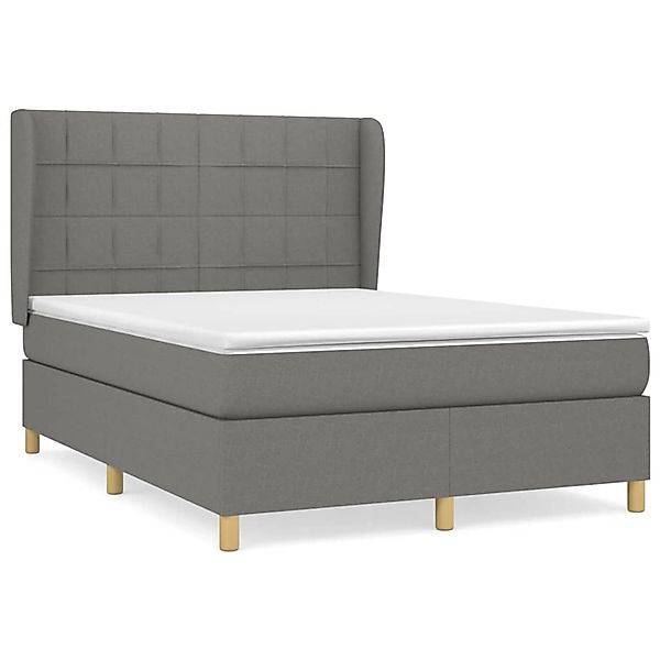 vidaXL Boxspringbett mit Matratze Dunkelgrau 140x200 cm Stoff1372621 günstig online kaufen