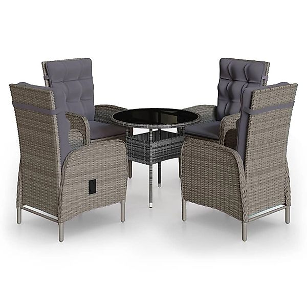 vidaXL 5-Tlg Garten-Bistro-Set Poly Rattan Grau 3058550 günstig online kaufen